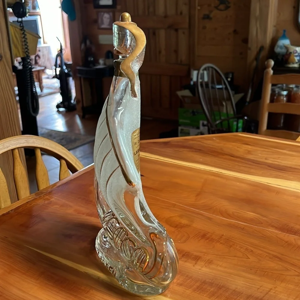 Vintage Larsen Cognac Decanter with Stopper, Viking Ship Shape, France 1960s